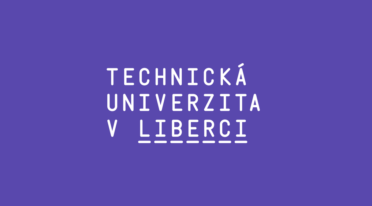 Logo Technické univerzity v Liberci zobrazené na fialovém pozadí