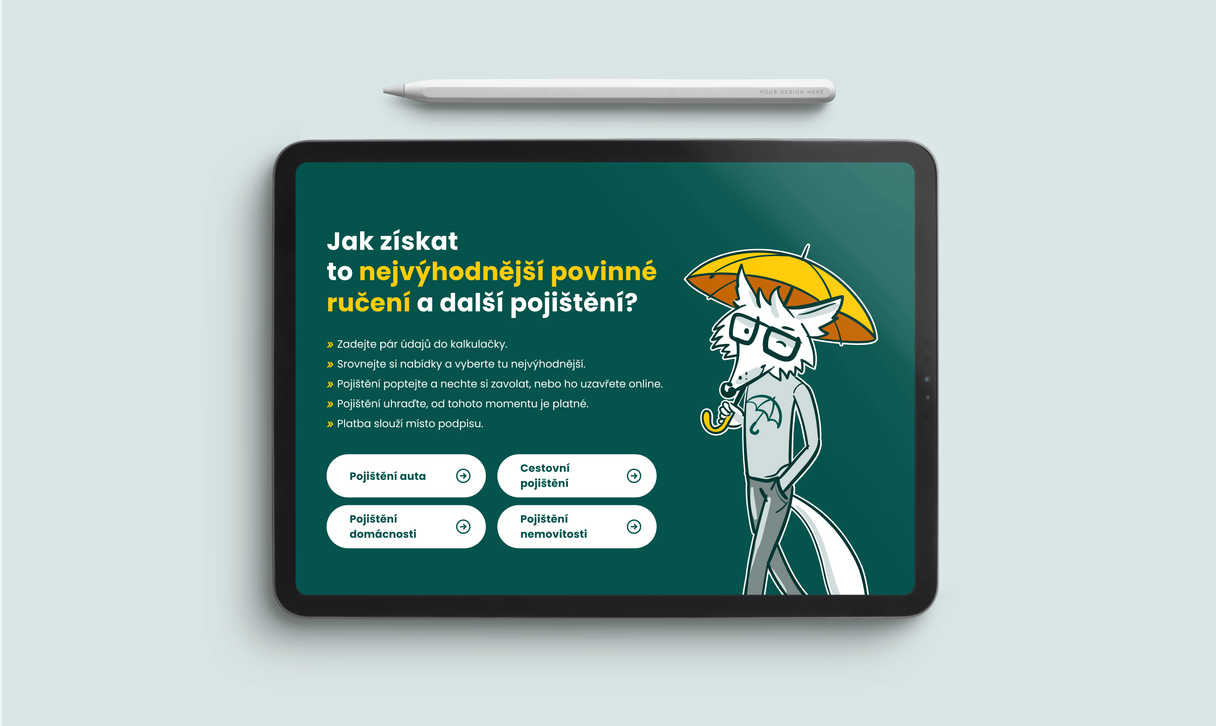 Space with guides on how to get the best mandatory liability and other insurance displayed on tablet with Apple Pencil above