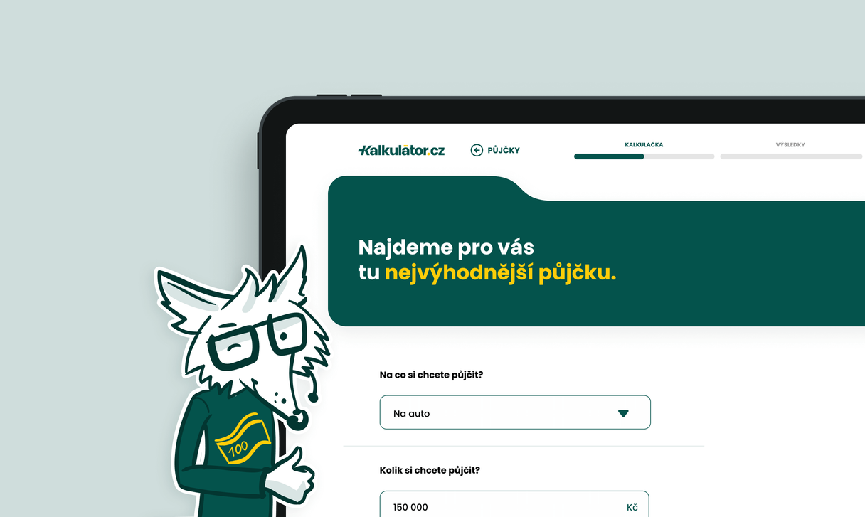 Loan search displayed on tablet with wolf on the left