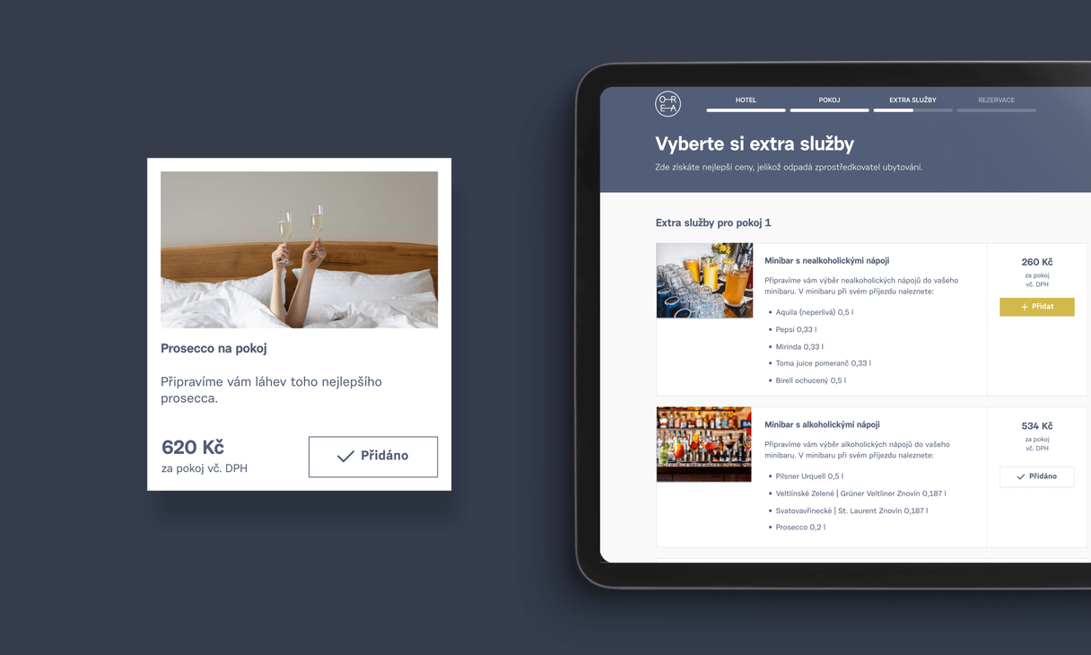 Extra services selection in booking process