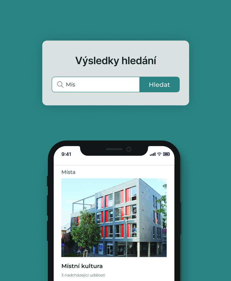 Search bar - search bar example, places shown on mobile