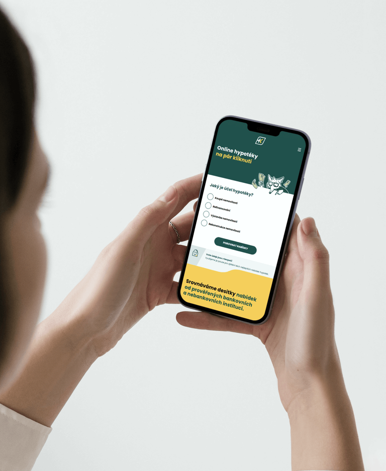 Woman holding mobile with mortgage purpose selection