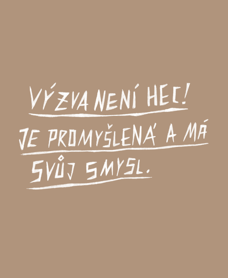 Quote about challenge on brown background