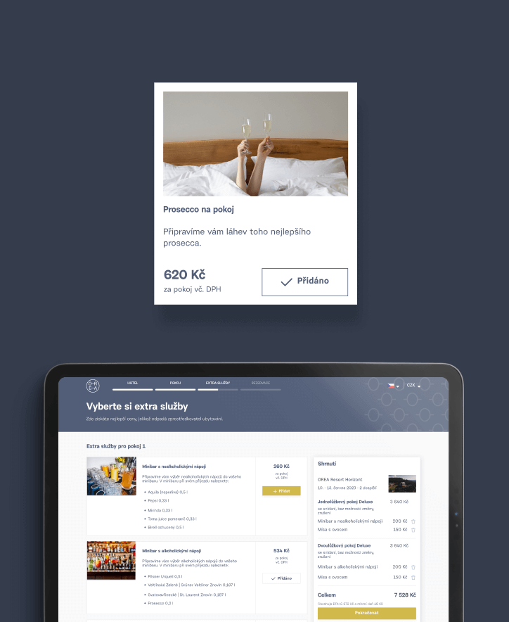 Extra services selection in booking process