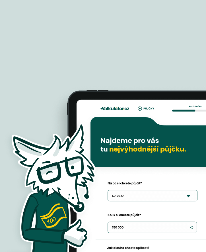 Loan search displayed on tablet with wolf on the left