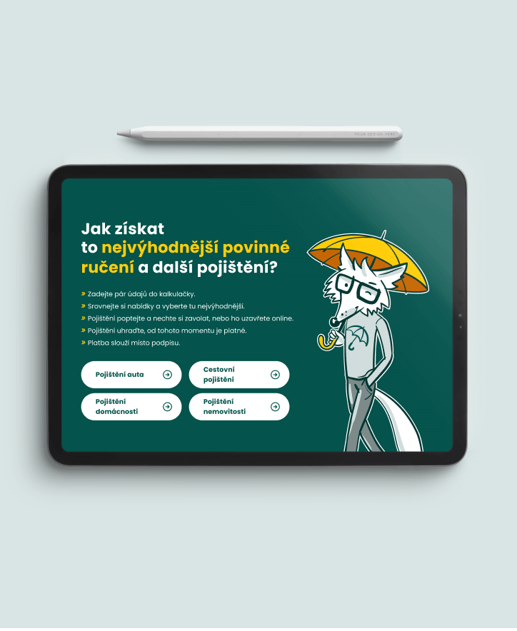 Space with guides on how to get the best mandatory liability and other insurance displayed on tablet with Apple Pencil above