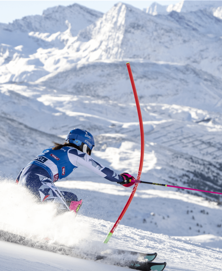 Alpine skier during race