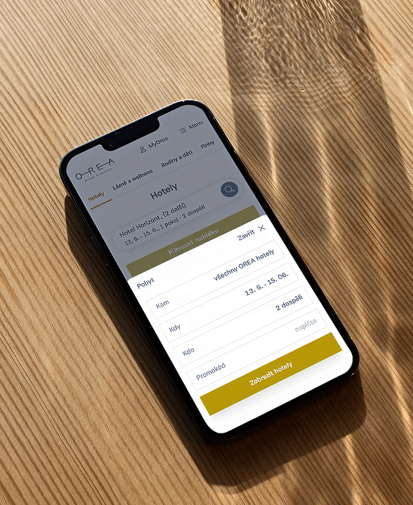 Hotel selection configuration on mobile