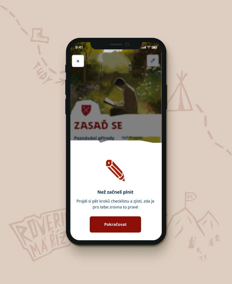"Než začneš plnit" popup window displayed on mobile