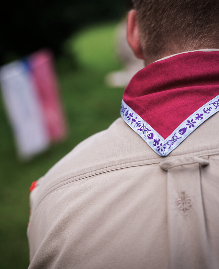 Back of a scout with red neckerchief