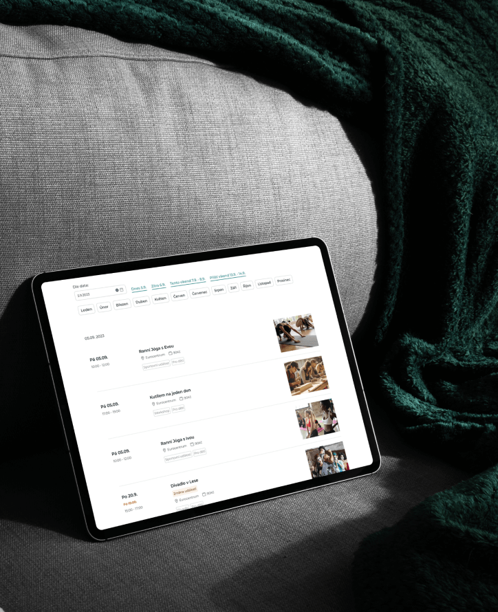 Events by date - displayed on tablet on sofa