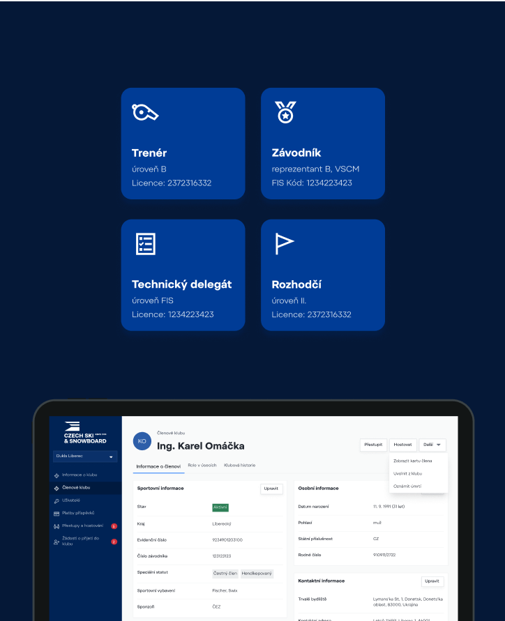 Management system member detail shown on tablet