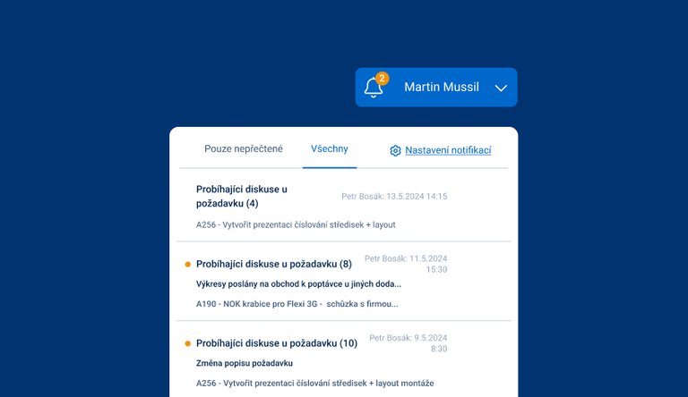 Ukázka notifikací v AIS